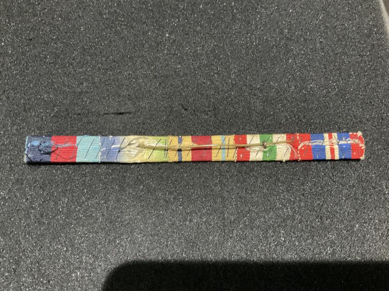 WW2 Medal ribbons mounted on metal bar