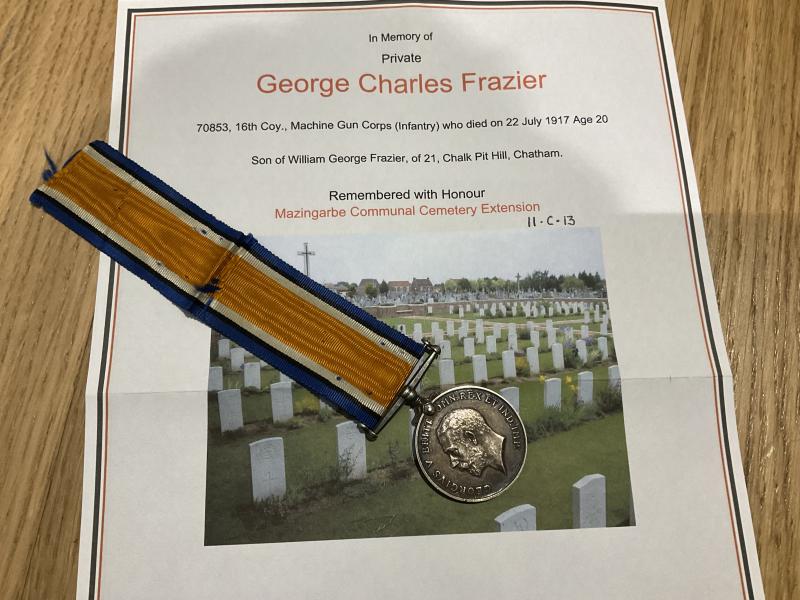 Gradia Militaria -  WW1 K.I.A War medal 16th COY M.G.C / R.W.Kents