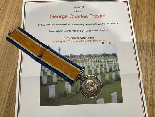 Gradia Militaria -  WW1 K.I.A War medal 16th COY M.G.C / R.W.Kents