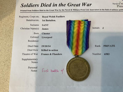 1st Bn, Royal Welsh Fusiliers, Pte SANT K.I.A 19/10/14