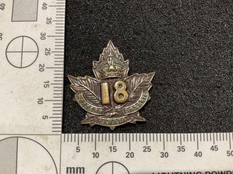 Gradia Militaria -  WW1 C.E.F 18th Infantry Battalion collar badge