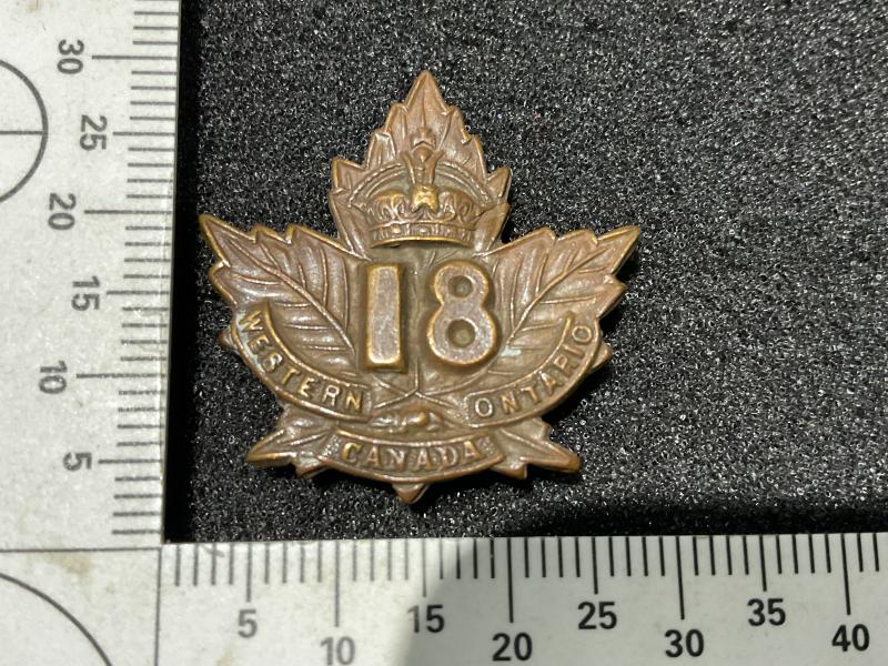 Gradia Militaria -  WW1 C.E.F 18th Infantry Battalion collar badge