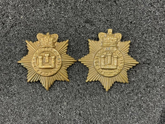 Gradia Militaria -  QVC The Devonshire Regiment brass collar badges