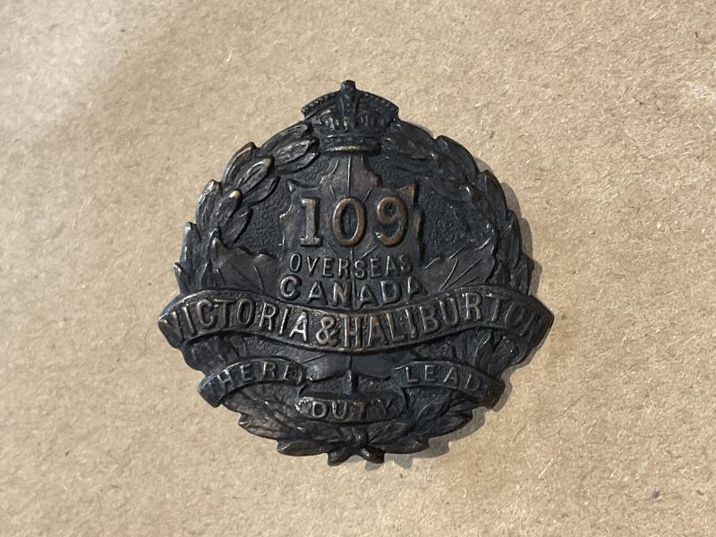Gradia Militaria -  WW1 C.E.F 109th Inf Battalion collar badge.