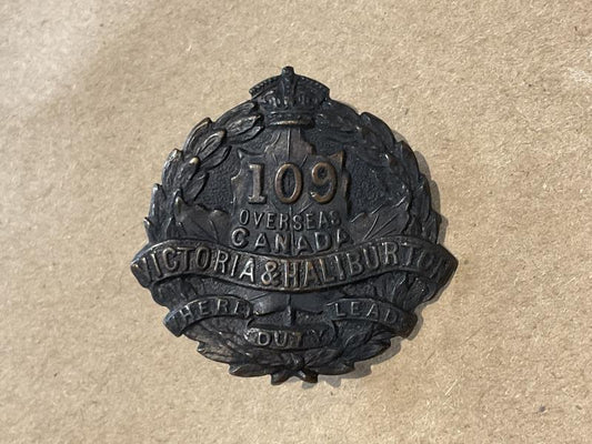 Gradia Militaria -  WW1 C.E.F 109th Inf Battalion collar badge.