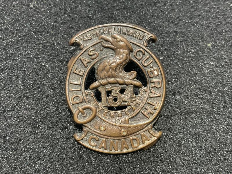 Gradia Militaria -  WW1 C.E.F 134th Inf Bn,48th Highlanders anodised collar badge
