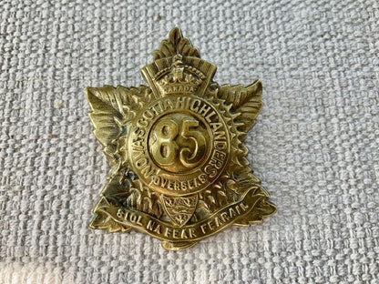 Gradia Militaria -  WW1 C.E.F 85th Nova Scotia Highlanders glengarry badge