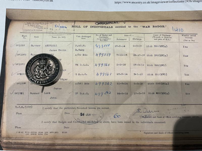 Gradia Militaria -  S.W.B 499558 ARUNDELL German P.O.W