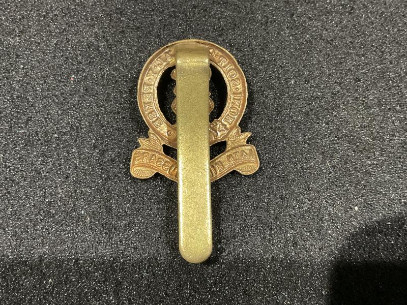 14th Kings Hussars gilded brass cap badge