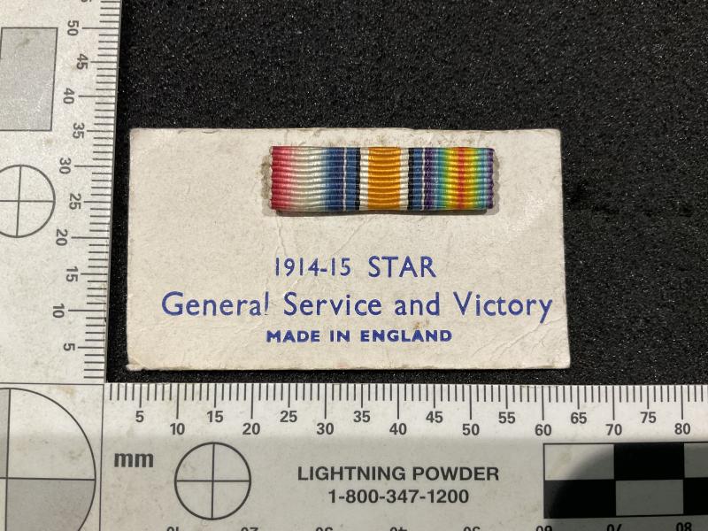 Gradia Militaria -  WW1 Miniature trio medal bar on stores card