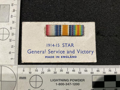 Gradia Militaria -  WW1 Miniature trio medal bar on stores card