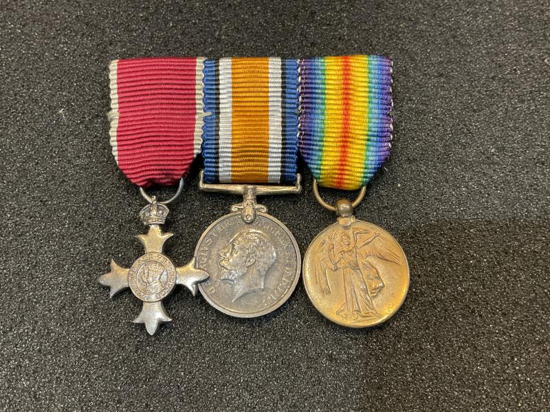Gradia Militaria -  WW1 Pair and OBE miniature medal mounted for wear
