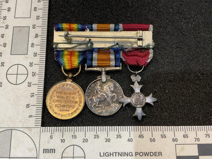 WW1 Pair and OBE miniature medal mounted for wear