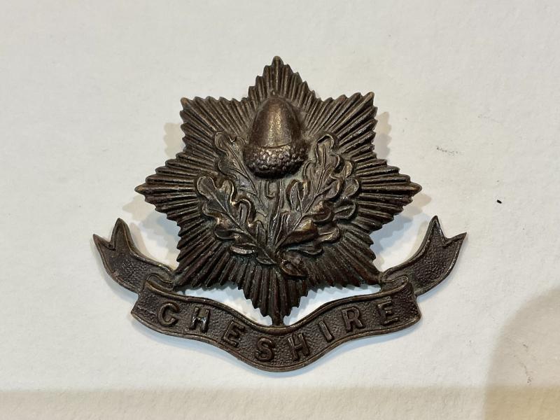 Gradia Militaria -  WW1 Cheshire Regt Officers Service dress cap badge