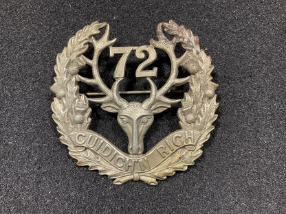 Gradia Militaria -  WW1 CEF 72nd Inf Battalion, Seaforth Highlanders Glengarry badge