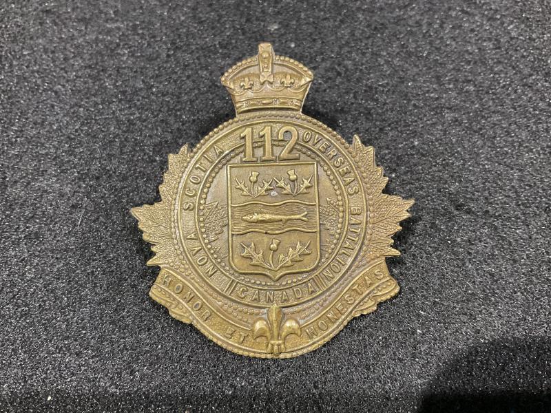 Gradia Militaria -  WW1 C.E.F 112th Nova Scotia overseas Btn cap badge