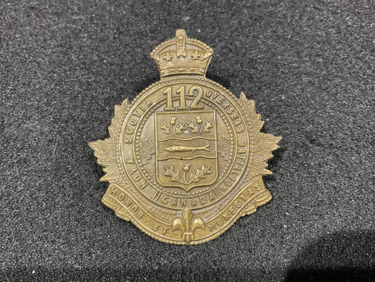 Gradia Militaria -  WW1 C.E.F 112th Nova Scotia overseas Btn cap badge
