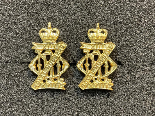 Gradia Militaria -  Post 1952 13th/18th Royal Hussars officers collar badges