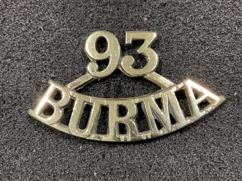 Gradia Militaria -  93rd Burma Infantry Officers shoulder title 1903-22