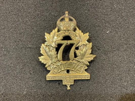 Gradia Militaria -  WW1 CEF Officers 77th Ottawa Battalion cap badge