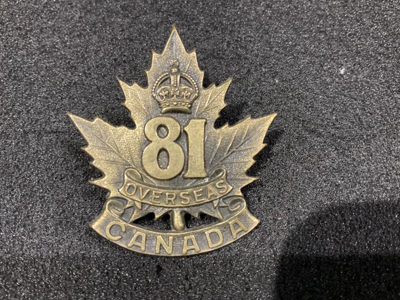 Gradia Militaria -  WW1 CEF 81st Infantry Battalion cap badge