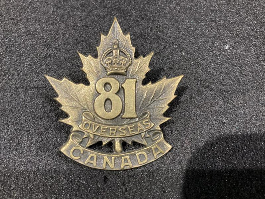 Gradia Militaria -  WW1 CEF 81st Infantry Battalion cap badge