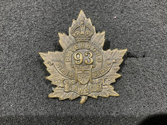 Gradia Militaria -  WW1 CEF 93rd Inf Batt Peterborough Battalion cap badge