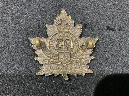 WW1 CEF 93rd Inf Batt Peterborough Battalion cap badge