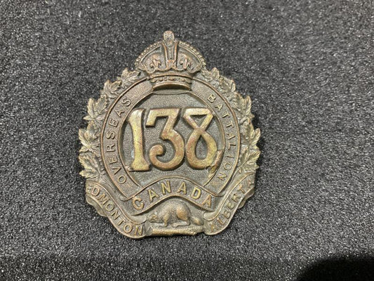 Gradia Militaria -  WW1 CEF 138th Infantry Batt Edmonton Battalion cap badge
