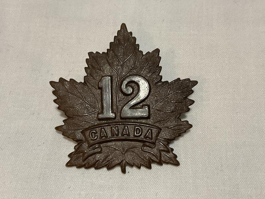 Gradia Militaria -  WW1 CEF 12th Infantry Battalion cap badge