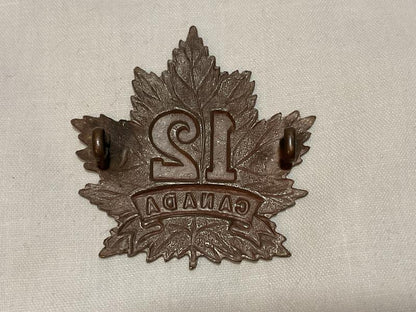 WW1 CEF 12th Infantry Battalion cap badge