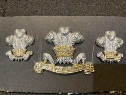 Gradia Militaria -  10th Royal Hussars anodised cap badge & collar badges