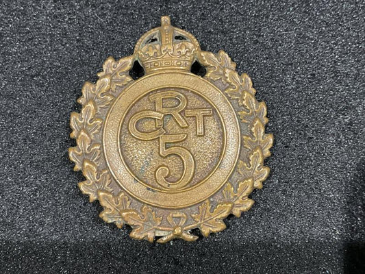 Gradia Militaria -  WW1 CEF 5th Canadian Railway Troops cap badge