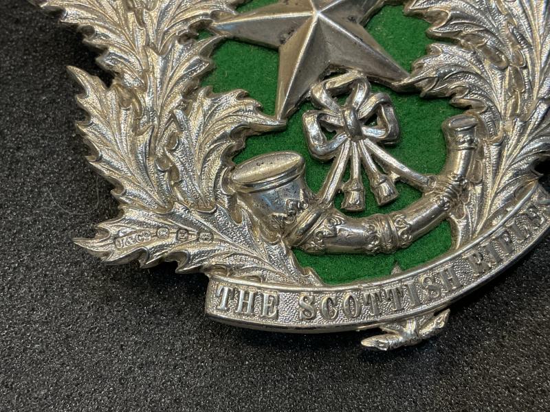 1899 dated silver, The Scottish Rifles officers cross belt badge