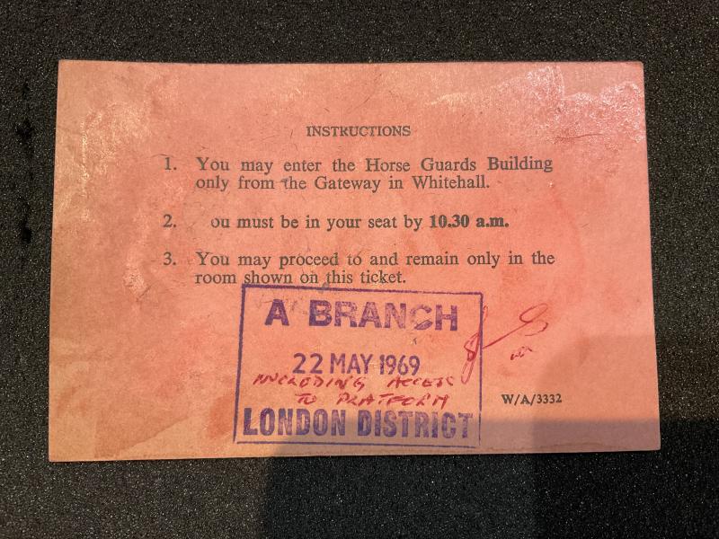 Queens Birthday Parade June 1969 invitation