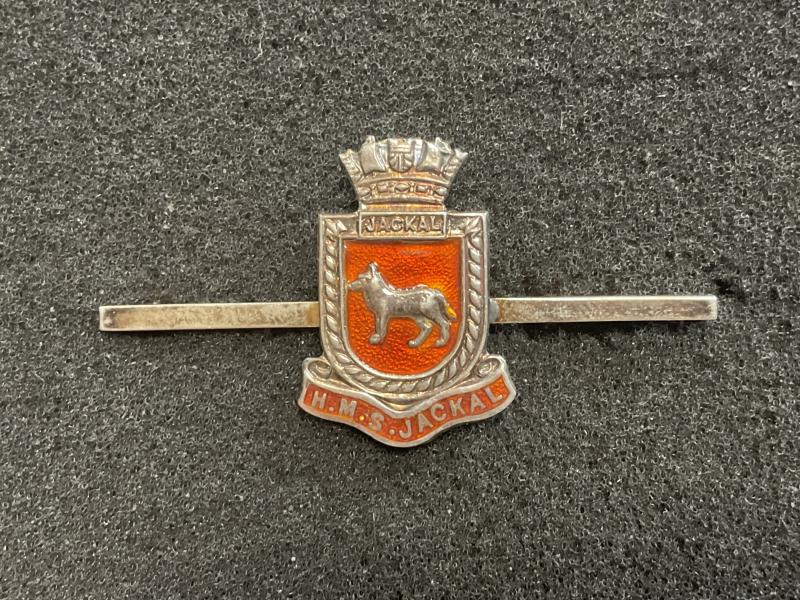 Gradia Militaria -  WW2 H.M.S JACKEL silver & enamel tie pin/ sweetheart