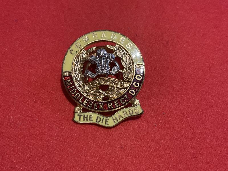 Gradia Militaria -  Middlesex Regiment D.C.O gilt & enamel lapel badge