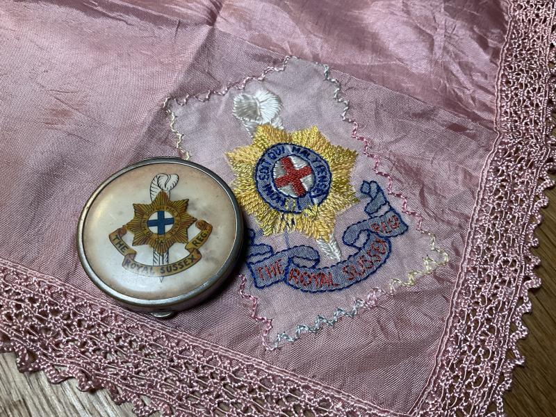 Royal Sussex Regiment compact & silk handkerchief