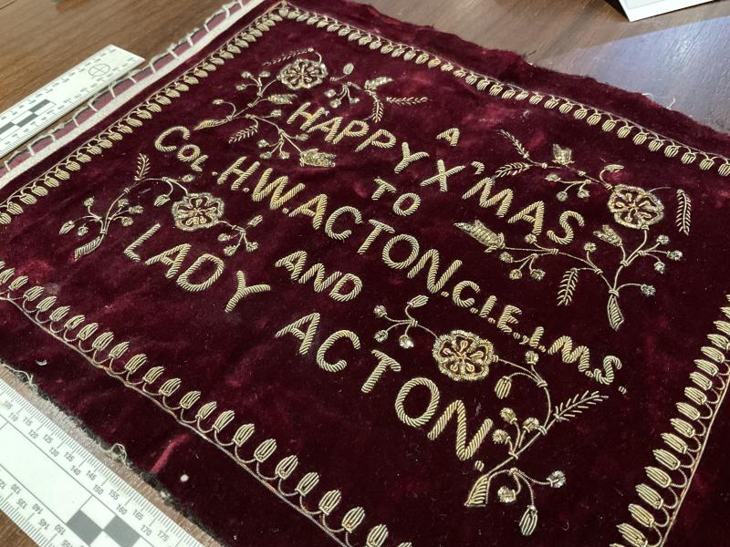 Miniature tapestry; Col H.W.ACTON C.I.E, I.M.S (M.D)