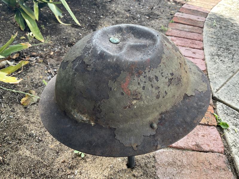Battle of Crete Australian Diggers steel helmet dated 1941