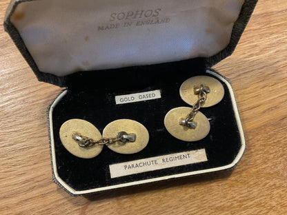 Parachute Regiment , gold cased & enamel cufflinks