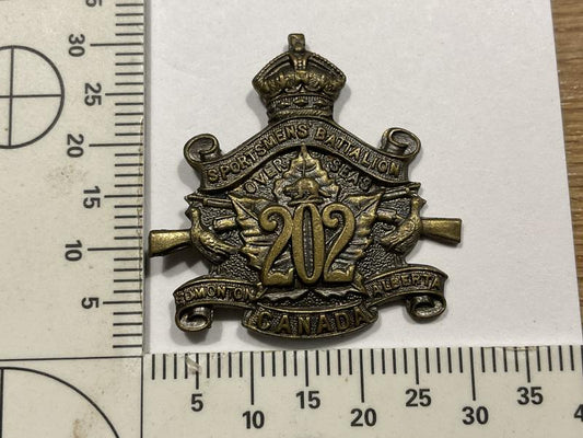 Gradia Militaria -  WW1 CEF 202nd Inf Batt Edmonton Sportsmens Batt¬¨√Ñ¬¨√π collar.