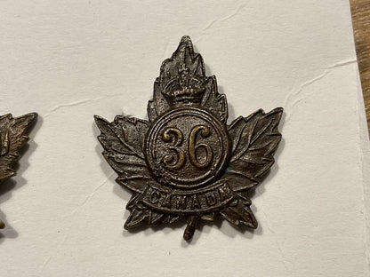 WW1 CEF 36th infantry Battalion collar badge.