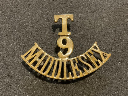 Gradia Militaria -  WW1 T/9 MIDDLESEX brass ORs shoulder title.