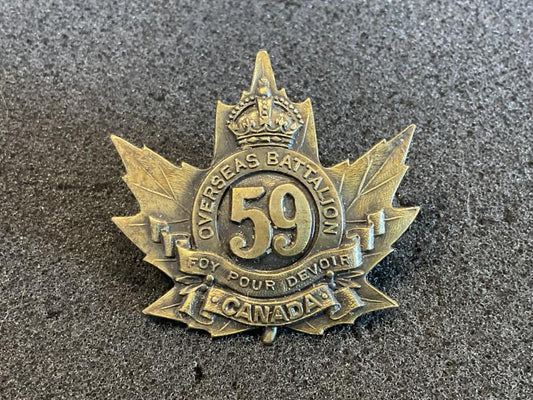 Gradia Militaria -  WW1 59th Infantry Battalion cap badge, FOY POUR DEVOIR version.