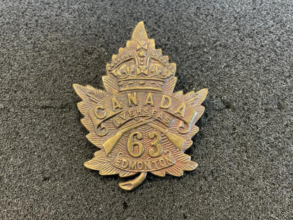 Gradia Militaria -  WW1 C.E.F 63rd Infantry Battalion cap badge