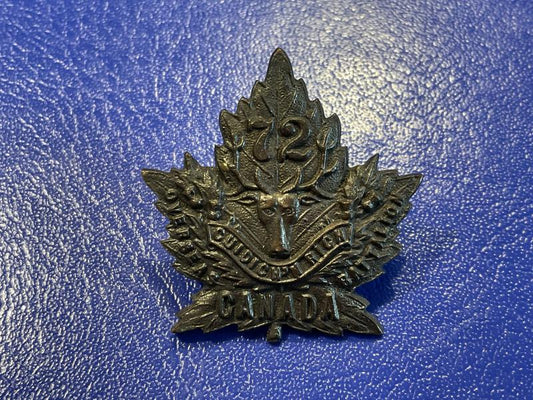 Gradia Militaria -  WW1 C.E.F 72nd Inf Battalion Seaforth Highlanders collar badge