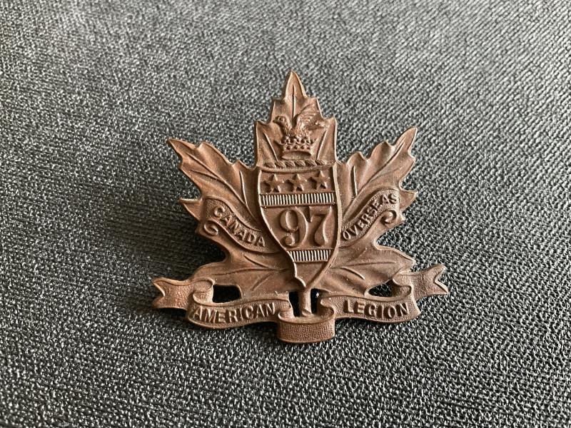 Gradia Militaria -  WW1 C.E.F 97th Overseas Inf Battalion cap badge