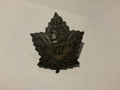 Gradia Militaria -  WW1 C.E.F 102nd (North British Columbians) collar badge