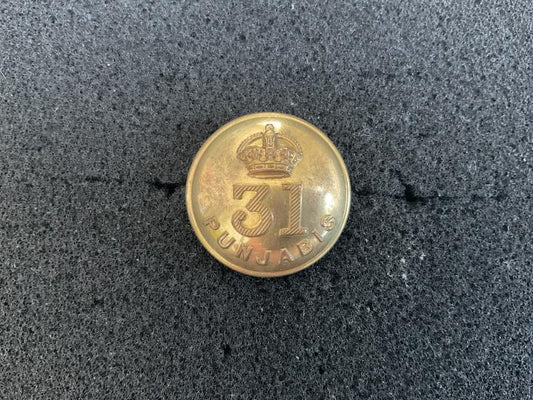 Gradia Militaria -  WW1 31st PUNJABIS Officers gilt button, Pre 1922.